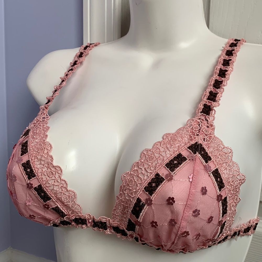 Designer Embroidered Embellished Triangle Unlined No Wire Bra
